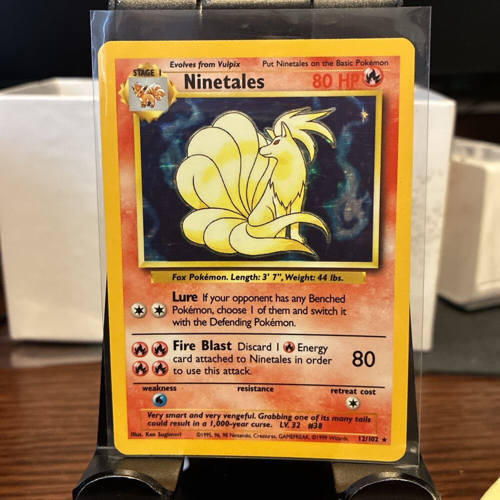 Pokémon TCG Ninetales 12/102 Base Set Unlimited Holo Rare Vintage 1999 WOTC NM